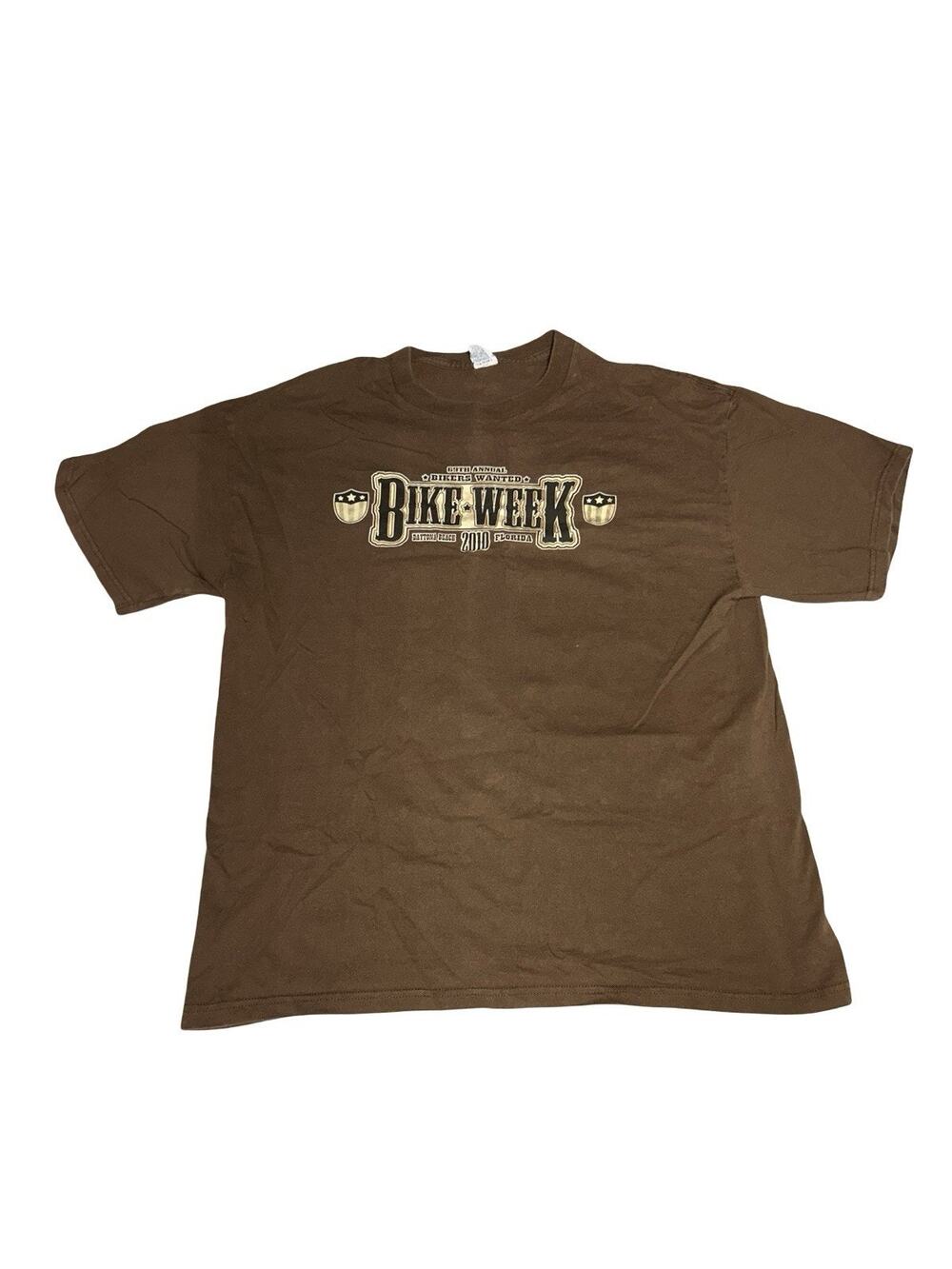 Bike Week 2010 Daytona Beach Florida Motorcycle Graphic T Shirt Brown Adult XL